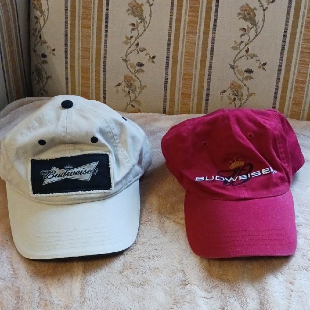 Budweiser White and Pink  Baseball Hats